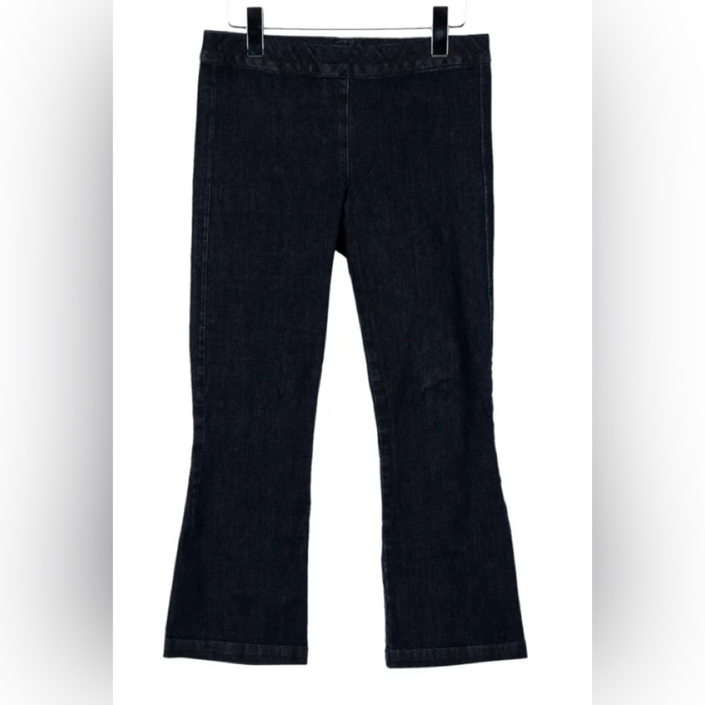 COPY - The Row cropped flared elasticized waist denim jeans Blue cotton blend .